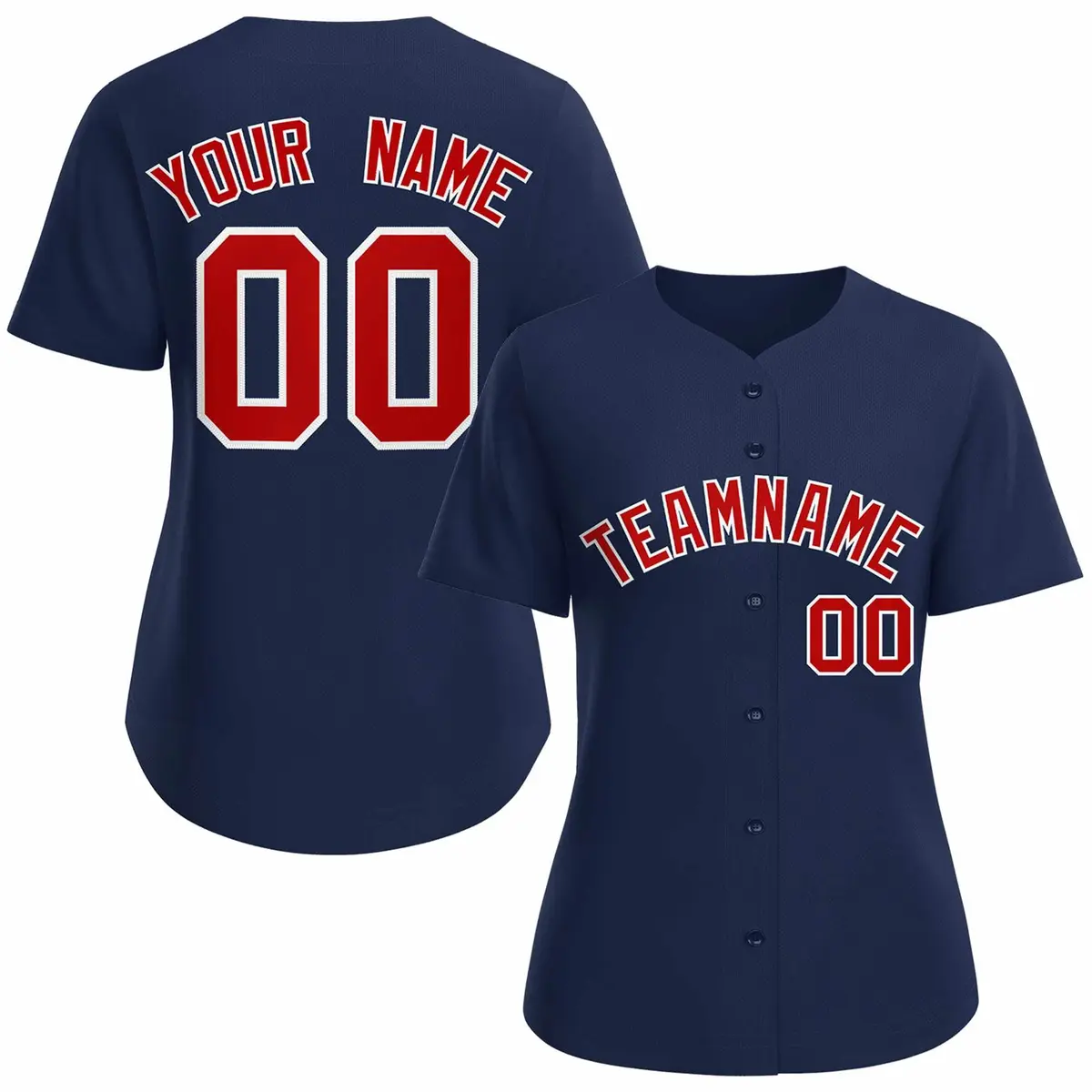 Women's Navy Red White Classic Baseball Jersey
