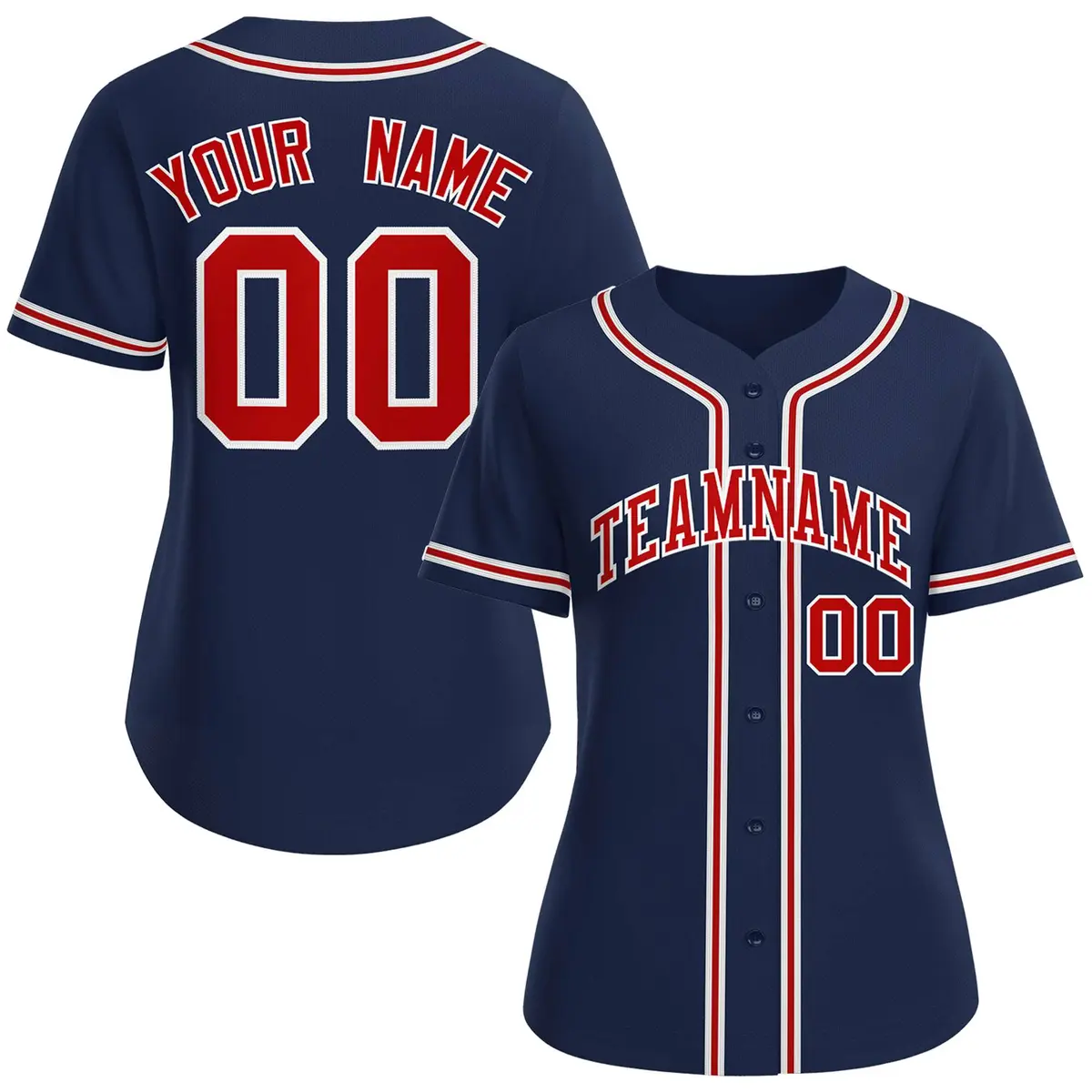 Women's Navy Red-White Classic Baseball Jersey