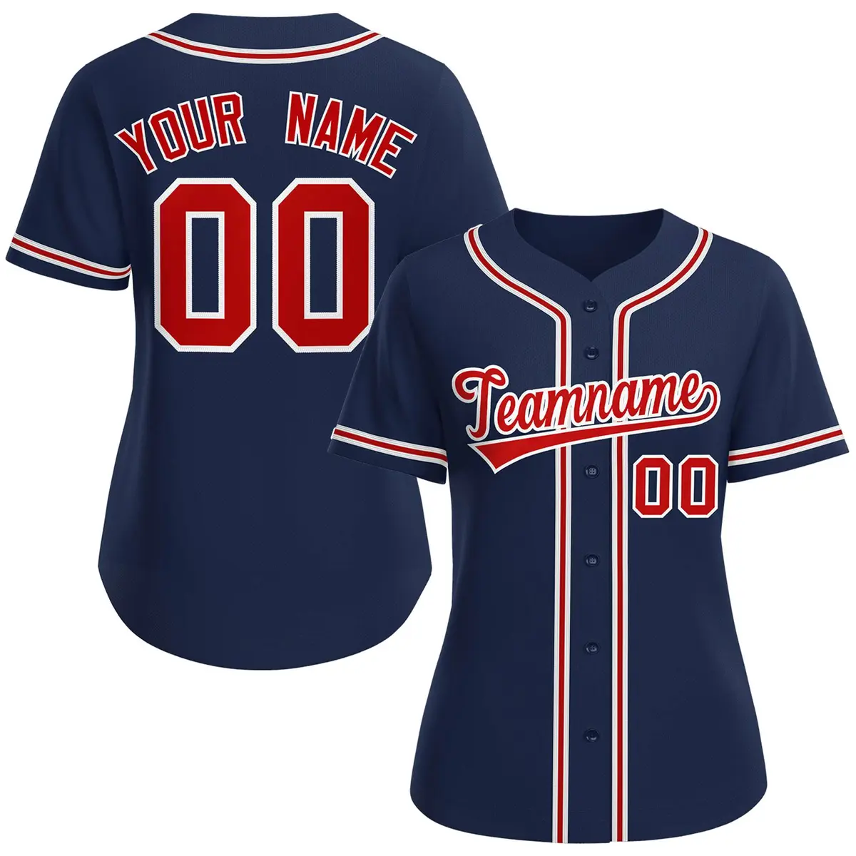 Women's Navy Red-White Classic Baseball Jersey