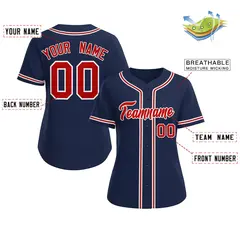 Women's Navy Red-White Classic Baseball Jersey 2