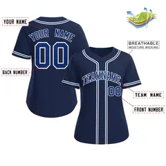Women's Navy Royal-White Classic Baseball Jersey 2