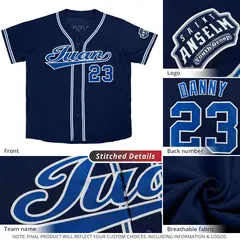 Women's Navy Royal-White Classic Baseball Jersey 3