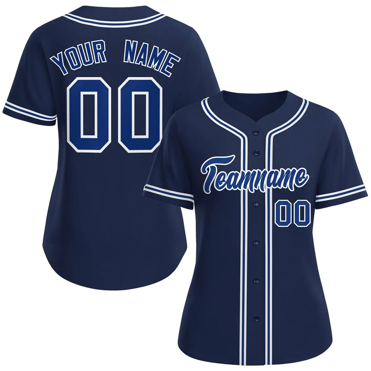 Women's Navy Royal-White Classic Baseball Jersey