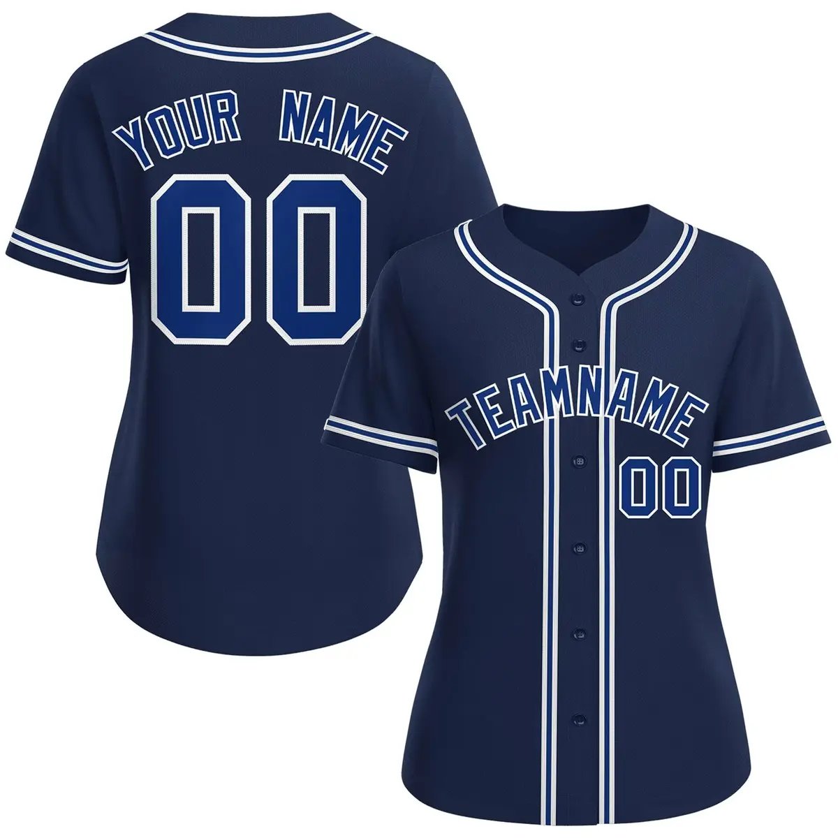 Women's Navy Royal-White Classic Baseball Jersey