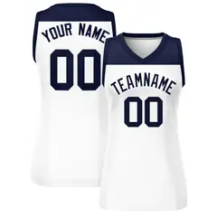 Women's Navy White Color Block Mesh Basketball Jersey 1