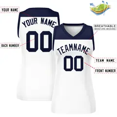 Women's Navy White Color Block Mesh Basketball Jersey 2