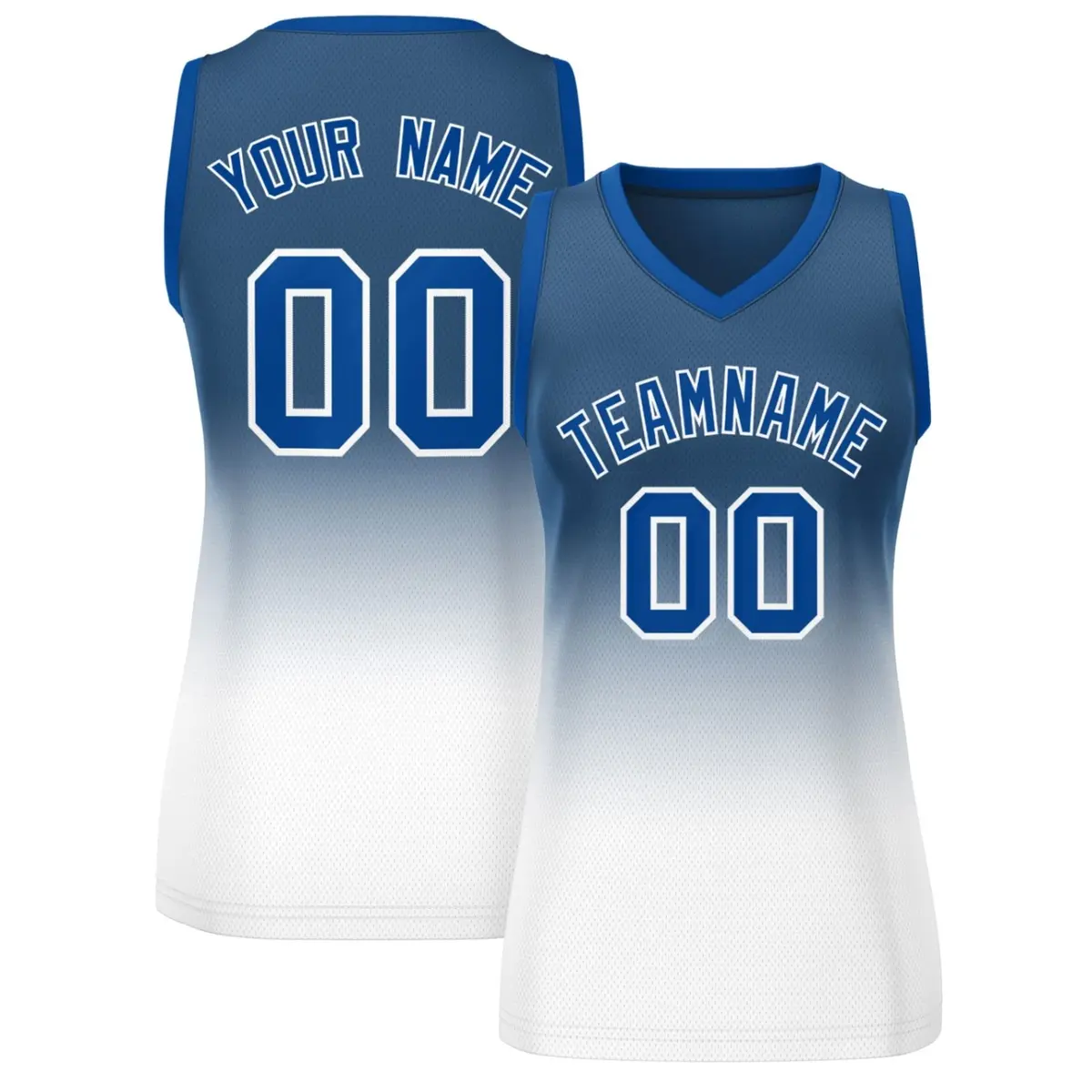 Women's Navy White Gradient Mesh Basketball Jersey