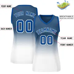 Women's Navy White Gradient Mesh Basketball Jersey 2