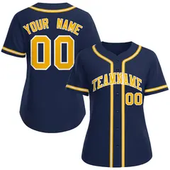 Women's Navy Yellow-White Classic Baseball Jersey