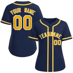 Women's Navy Yellow-White Classic Baseball Jersey