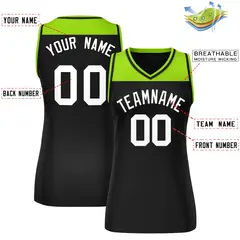 Women's Neon Green Black Color Block Mesh Basketball Jersey 2