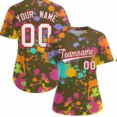Women's Olive Graffiti Fashion Baseball Jersey