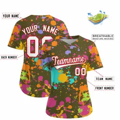 Women's Olive Graffiti Fashion Baseball Jersey 2