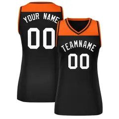 Women's Orange Black Color Block Mesh Basketball Jersey