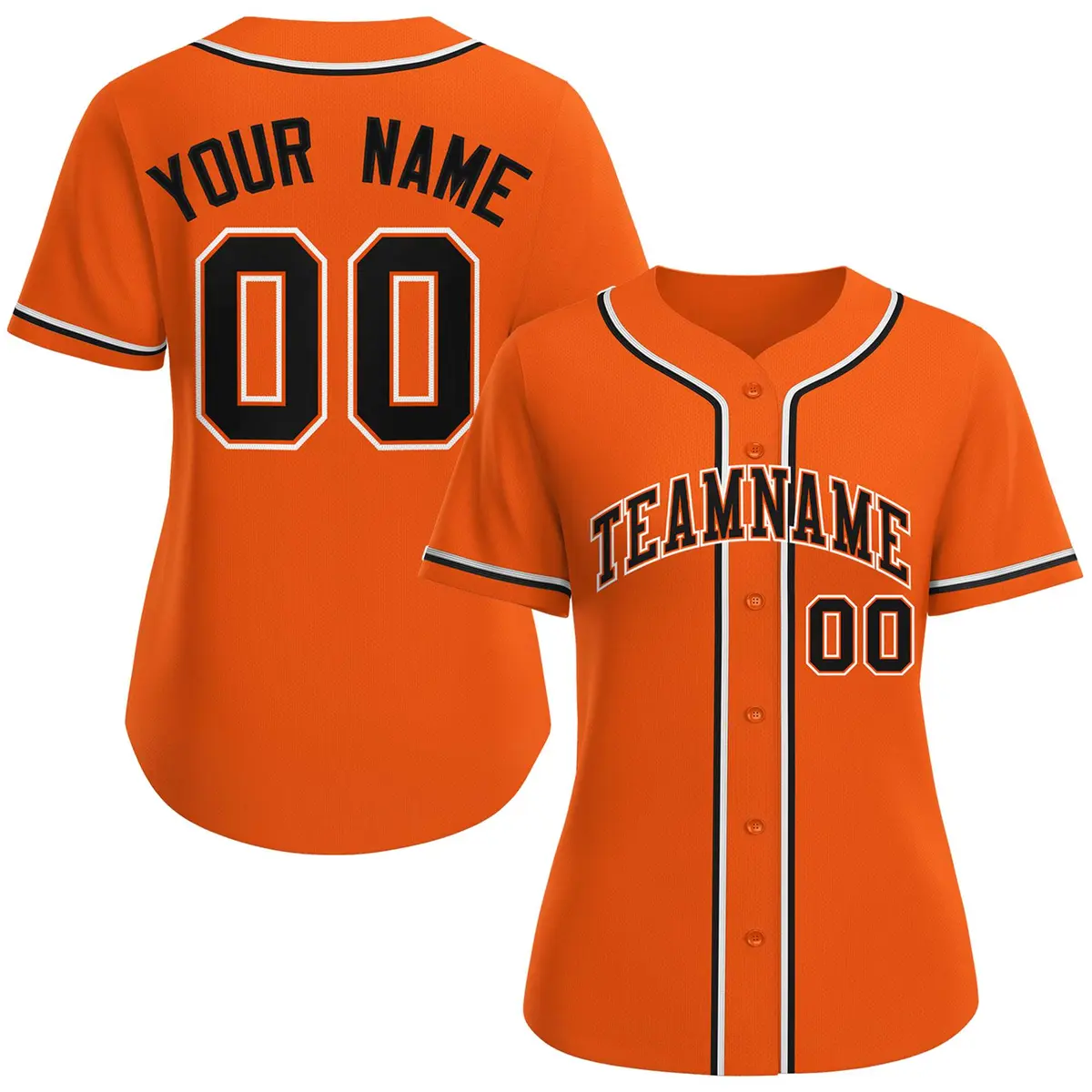 Women's Orange Black-Orange Classic Style Baseball Jersey