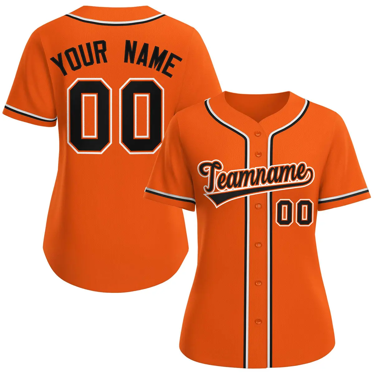 Women's Orange Black-Orange Classic Style Baseball Jersey