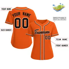 Women's Orange Black-Orange Classic Style Baseball Jersey 2