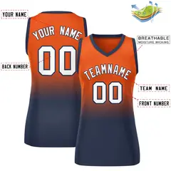 Women's Orange Navy Gradient Mesh Basketball Jersey 2
