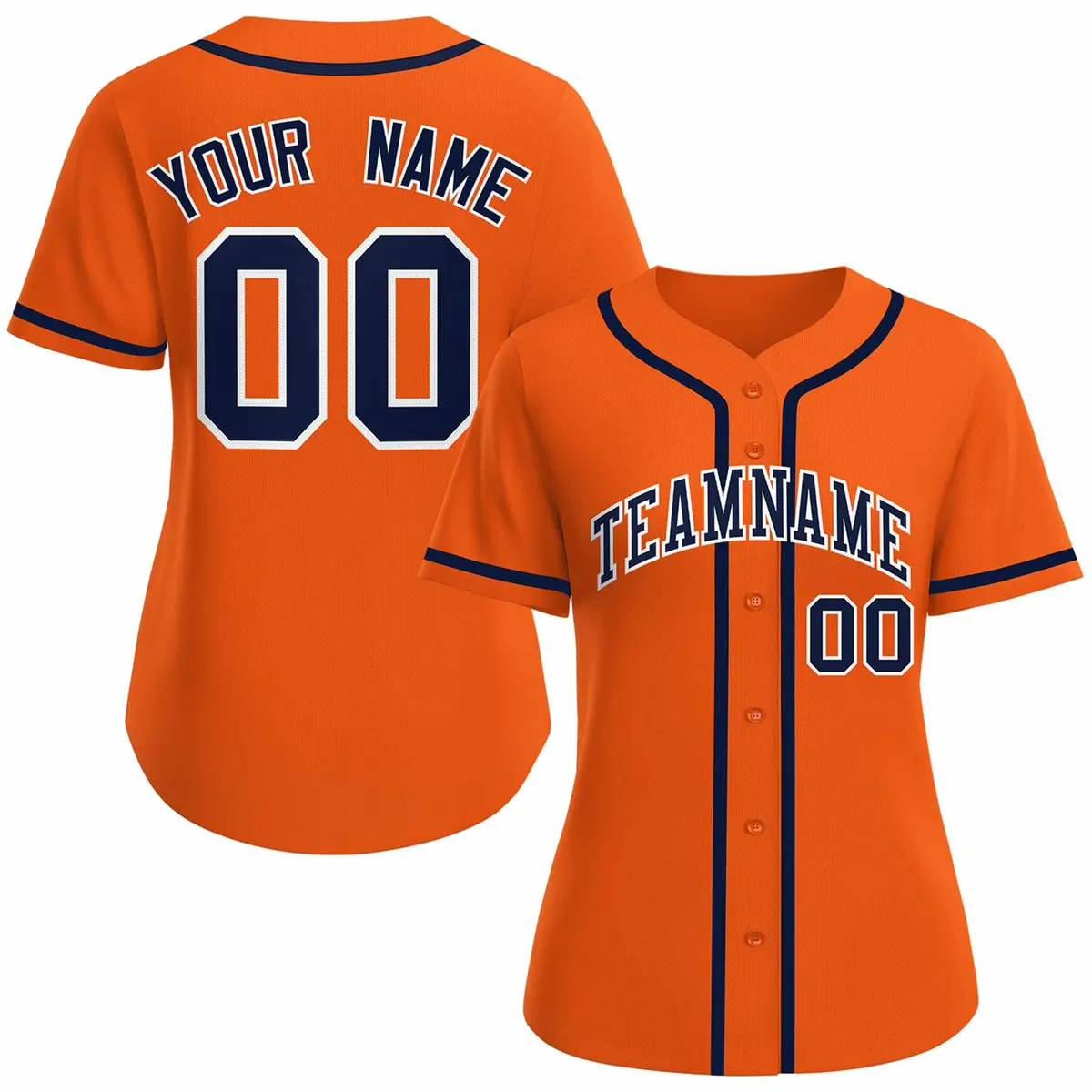 Women's Orange Navy White Classic Baseball Jersey
