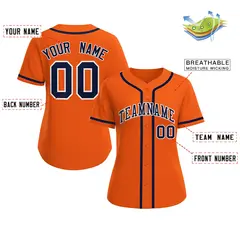 Women's Orange Navy-White Classic Style Baseball Jersey 2
