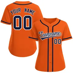 Women's Orange Navy-White Classic Style Baseball Jersey 1