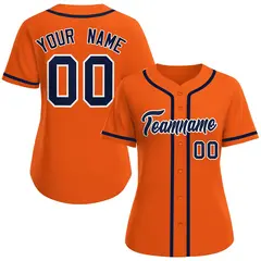 Women's Orange Navy-White Classic Style Baseball Jersey 1