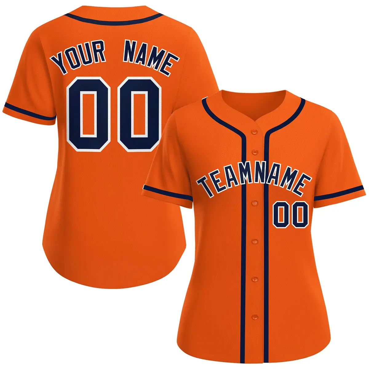 Women's Orange Navy-White Classic Style Baseball Jersey