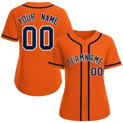 Women's Orange Navy-White Classic Style Baseball Jersey 1