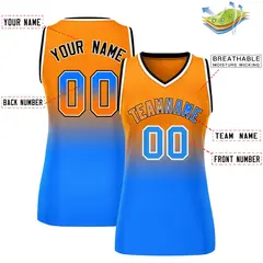Women's Orange Royal Gradient Mesh Basketball Jersey 2