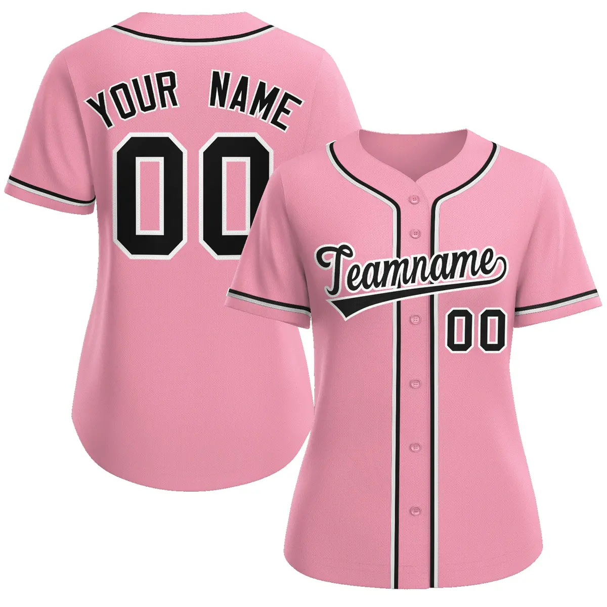 Women's Pink Black-White Authentic Classic Baseball Jersey