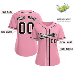 Women's Pink Black-White Authentic Classic Baseball Jersey 2