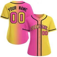 Women's Pink Gold-Black Gradient Fashion Baseball Jersey