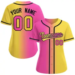 Women's Pink Gold-Black Gradient Fashion Baseball Jersey