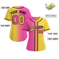 Women's Pink Gold-Black Gradient Fashion Baseball Jersey 2