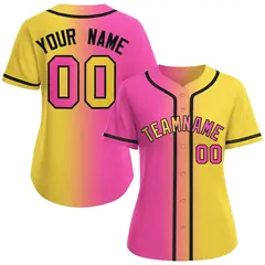 Women's Pink Gold-Black Gradient Fashion Baseball Jersey