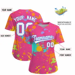 Women's Pink Graffiti Fashion Baseball Jersey 2