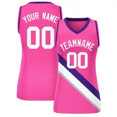 Women's Pink Purple-Pink Thick Slash Mesh Basketball Jersey 1