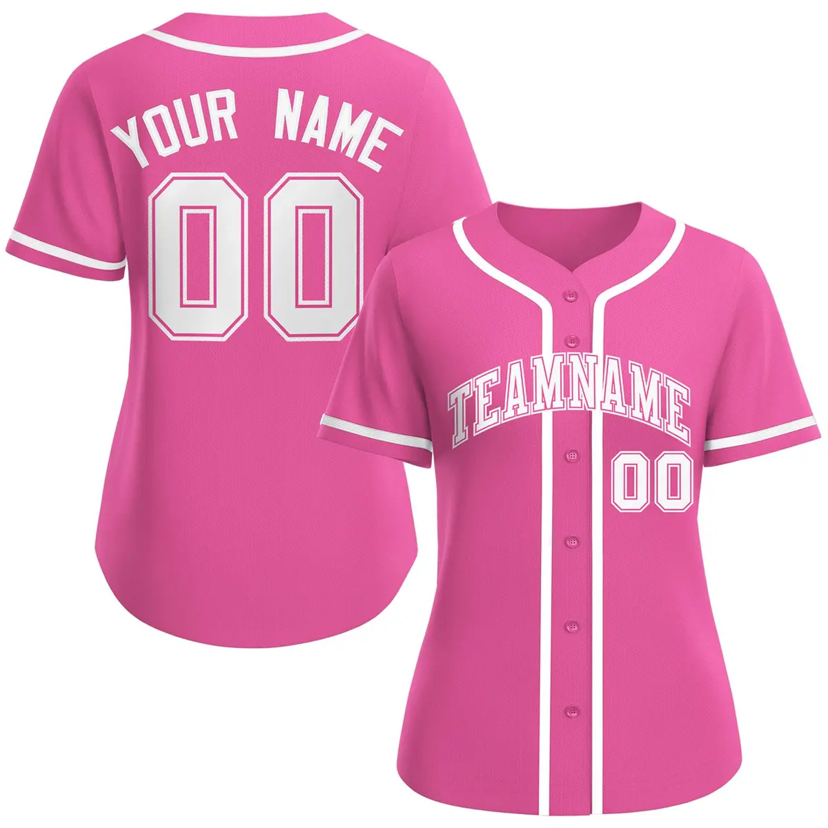 Women's Pink White-Pink Classic Baseball Jersey