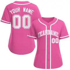 Women's Pink White-Pink Classic Baseball Jersey 1