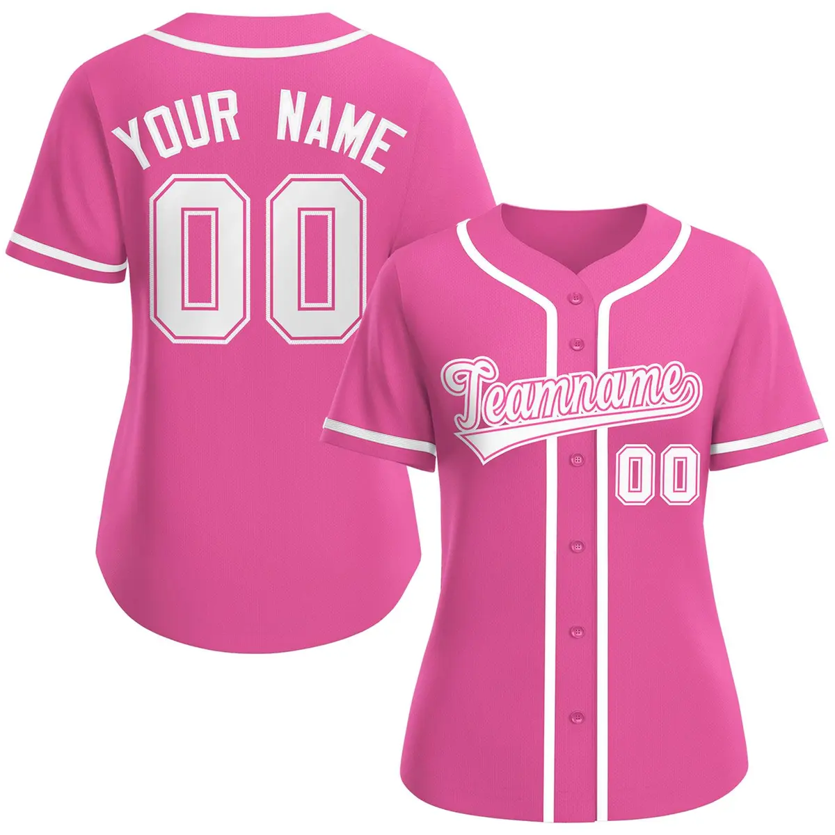 Women's Pink White-Pink Classic Baseball Jersey