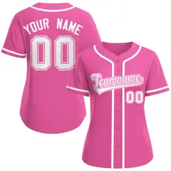 Women's Pink White-Pink Classic Baseball Jersey 1