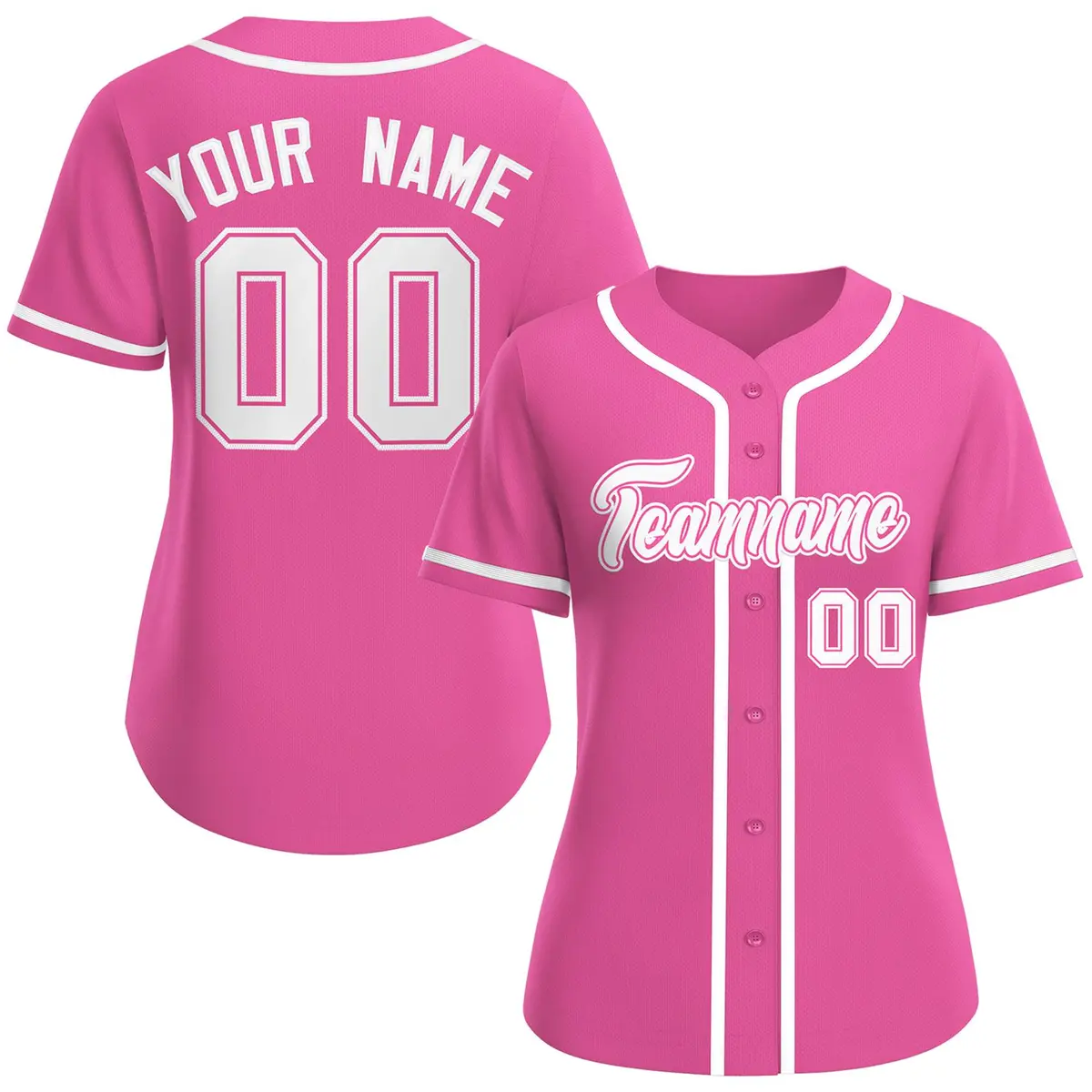 Women's Pink White-Pink Classic Baseball Jersey