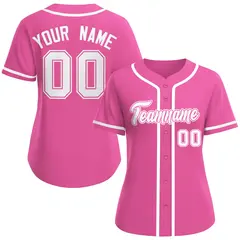 Women's Pink White-Pink Classic Baseball Jersey 1