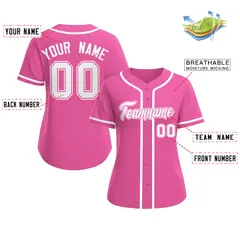 Women's Pink White-Pink Classic Baseball Jersey 2