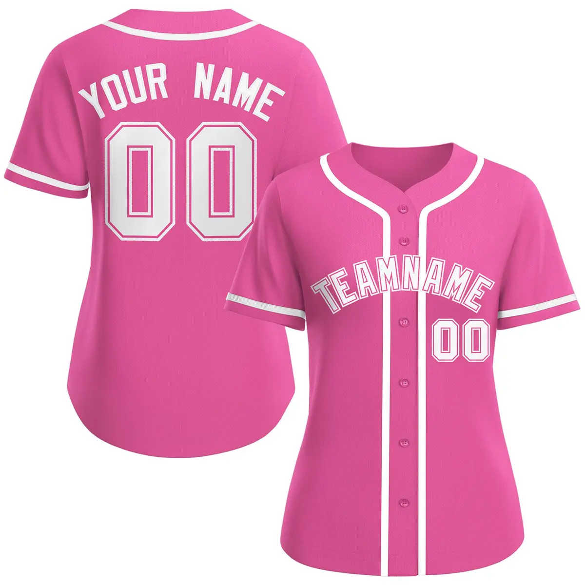 Women's Pink White-Pink Classic Baseball Jersey