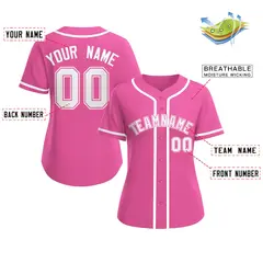 Women's Pink White-Pink Classic Baseball Jersey 2