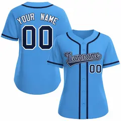 Women's Powder Blue Navy White Classic Baseball Jersey 1