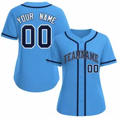 Women's Powder Blue Navy White Classic Baseball Jersey 1
