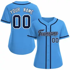 Women's Powder Blue Navy White Classic Baseball Jersey 1