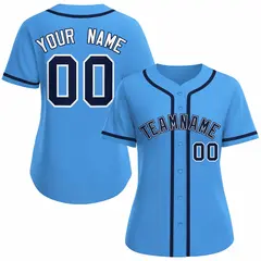Women's Powder Blue Navy White Classic Baseball Jersey 1